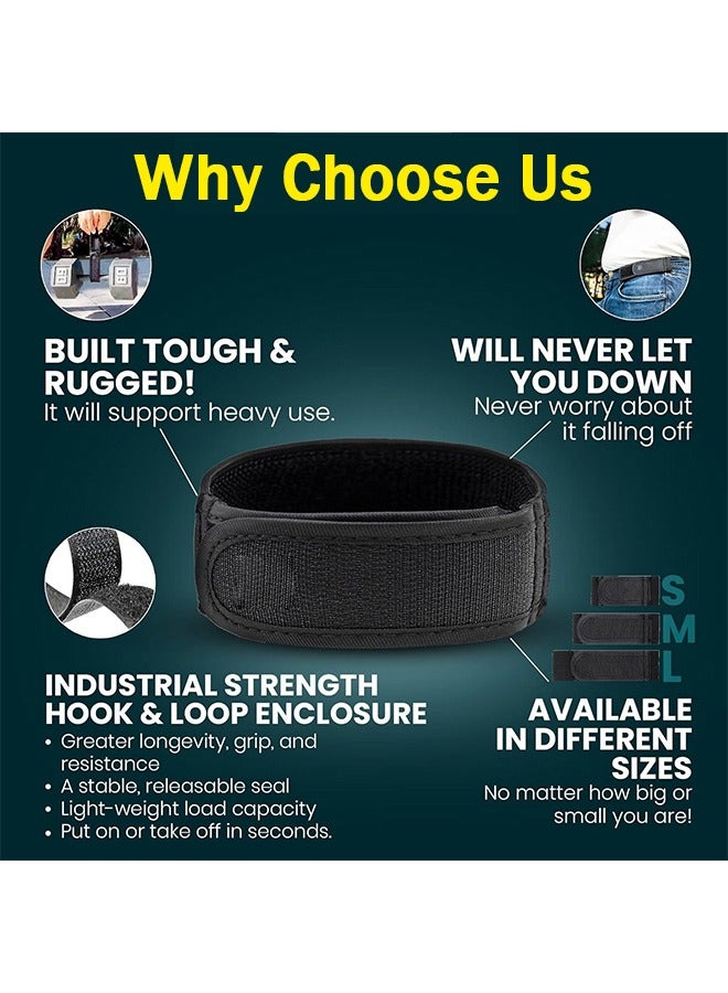 با لوف قطعتان حزام بدون إبزيم، حزام قابل للتعديل للكسل، أحزمة جانبية مخفية قابلة للتعديل، أحزمة بدون إبزيم للرجال للمشي، العمل، المنزل، السفر، سراويل الجينز، أحزمة مريحة (أسود) - Image 5